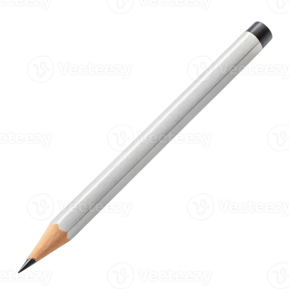 simple gray pencil with sharpened tip and black eraser, perfect for writing or drawing png