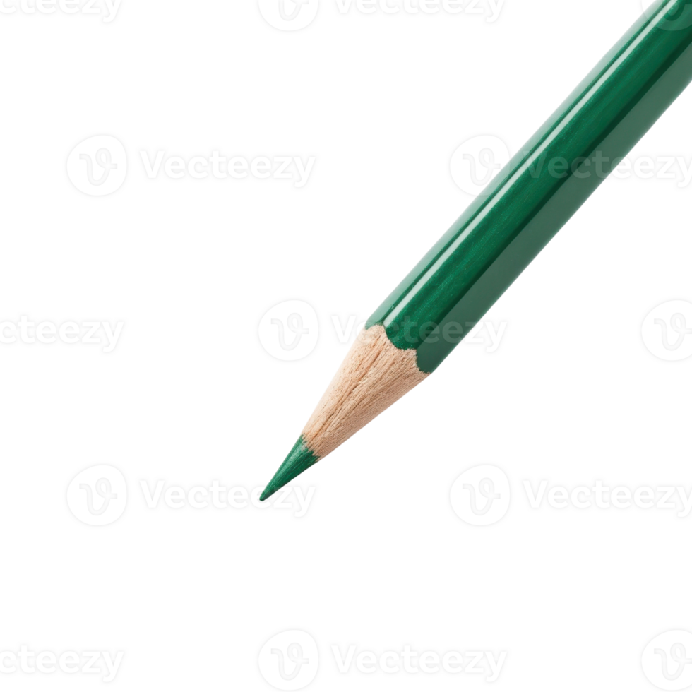 close up of green colored pencil with sharpened tip, perfect for art and drawing projects. vibrant color stands out beautifully png