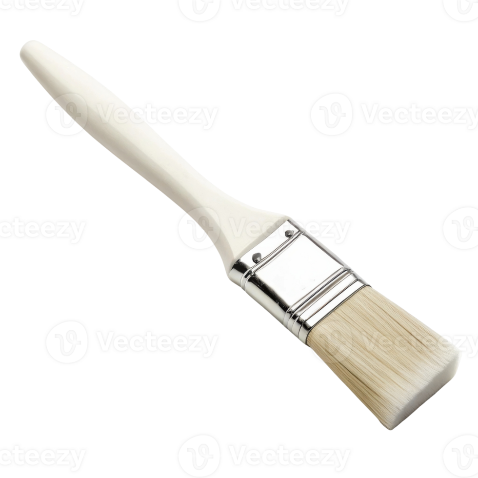 paintbrush with white handle and bristles, ideal for artistic projects and home improvement. Perfect for painting and crafting png