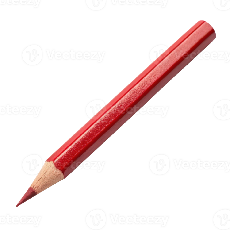 vibrant red colored pencil with sharpened tip, perfect for art and drawing projects png