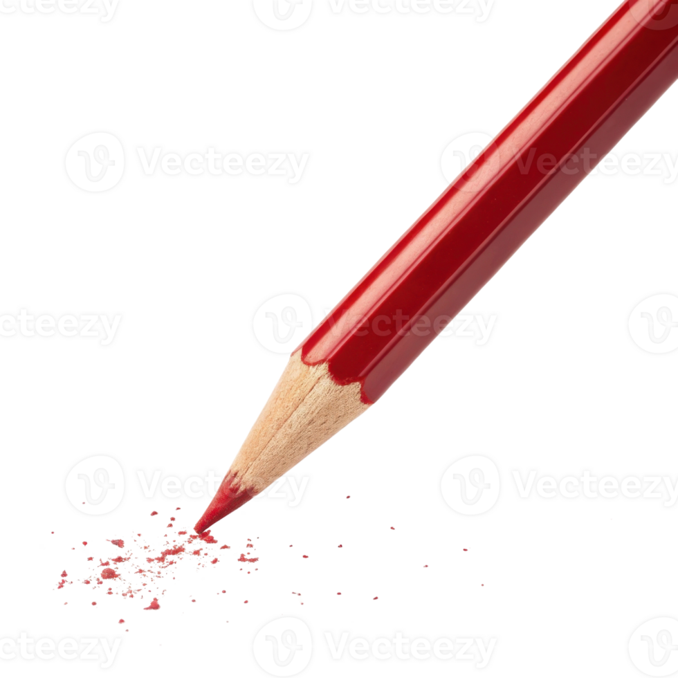 vibrant red pencil with shavings scattered on transparency background, showcasing creativity and artistic expression png