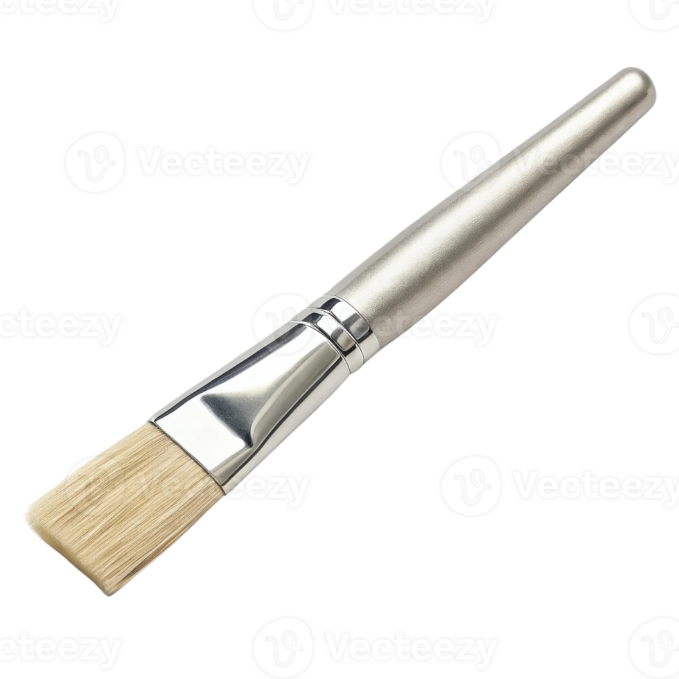 professional paintbrush with silver handle and soft bristles, ideal for artists and crafts. Perfect for detailed work and blending png