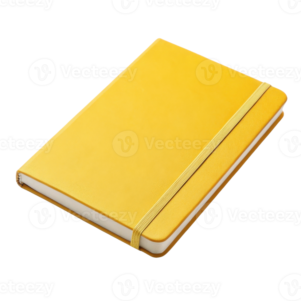 vibrant yellow notebook with smooth cover and elastic band, perfect for writing and organizing thoughts png