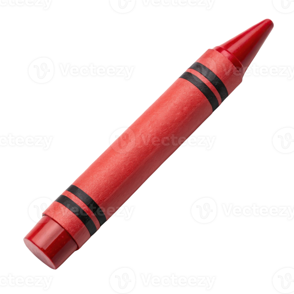 vibrant red crayon with black stripes, perfect for creative art projects and children drawings, evokes sense of fun and imagination png
