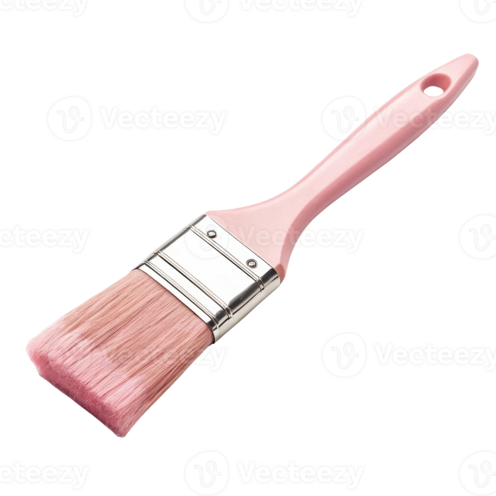 pink paintbrush with wide bristle head, perfect for artistic projects and home improvement tasks, showcasing stylish design png