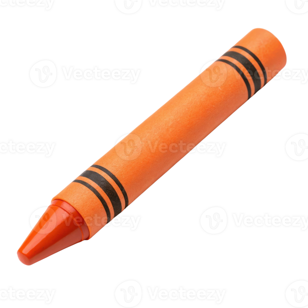 orange crayon with black stripes, perfect for creative art projects and children drawings, evokes sense of fun and imagination png