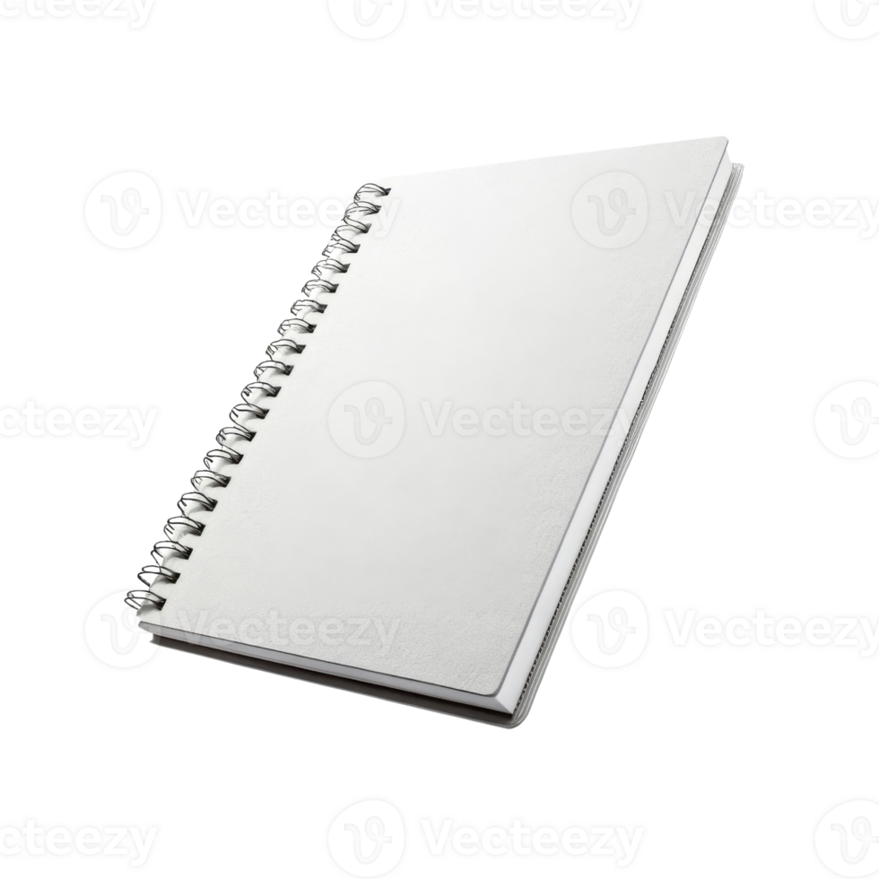 blank spiral notebook with clean cover, perfect for notes and sketches, showcasing simplicity and versatility png