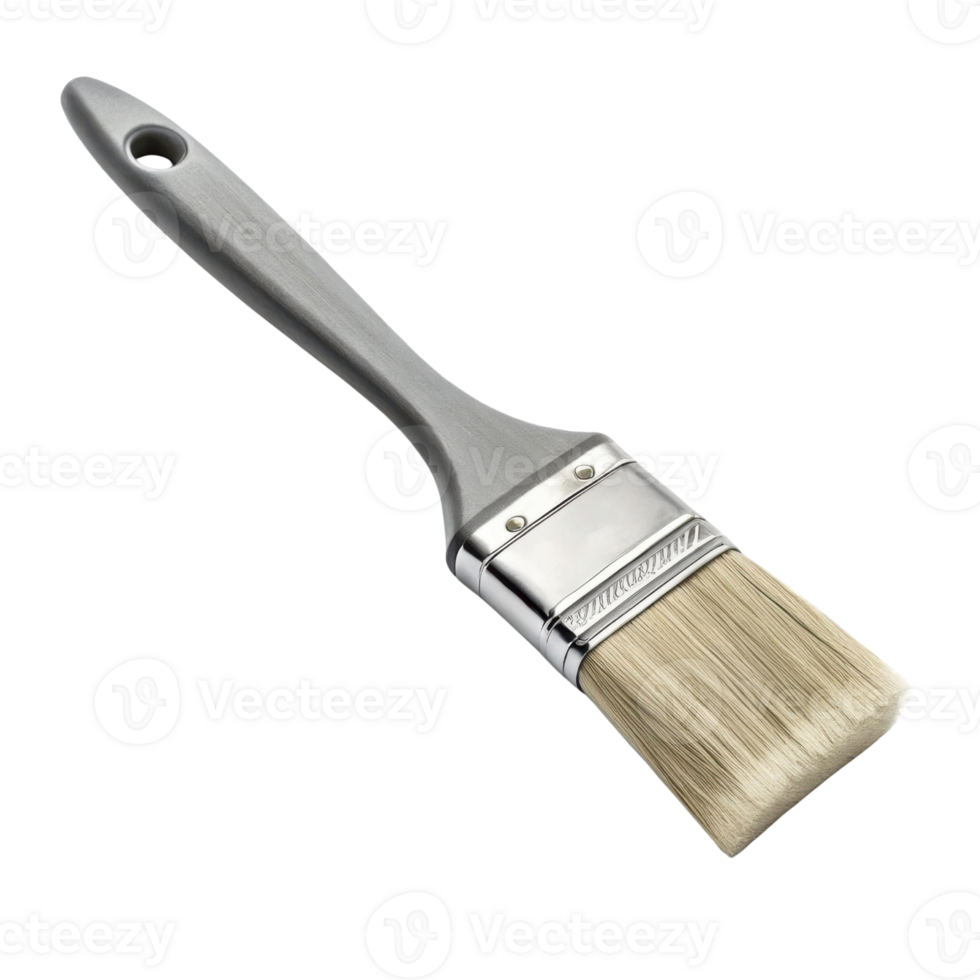 high quality paintbrush with silver ferrule and soft bristles, ideal for painting and crafting projects png