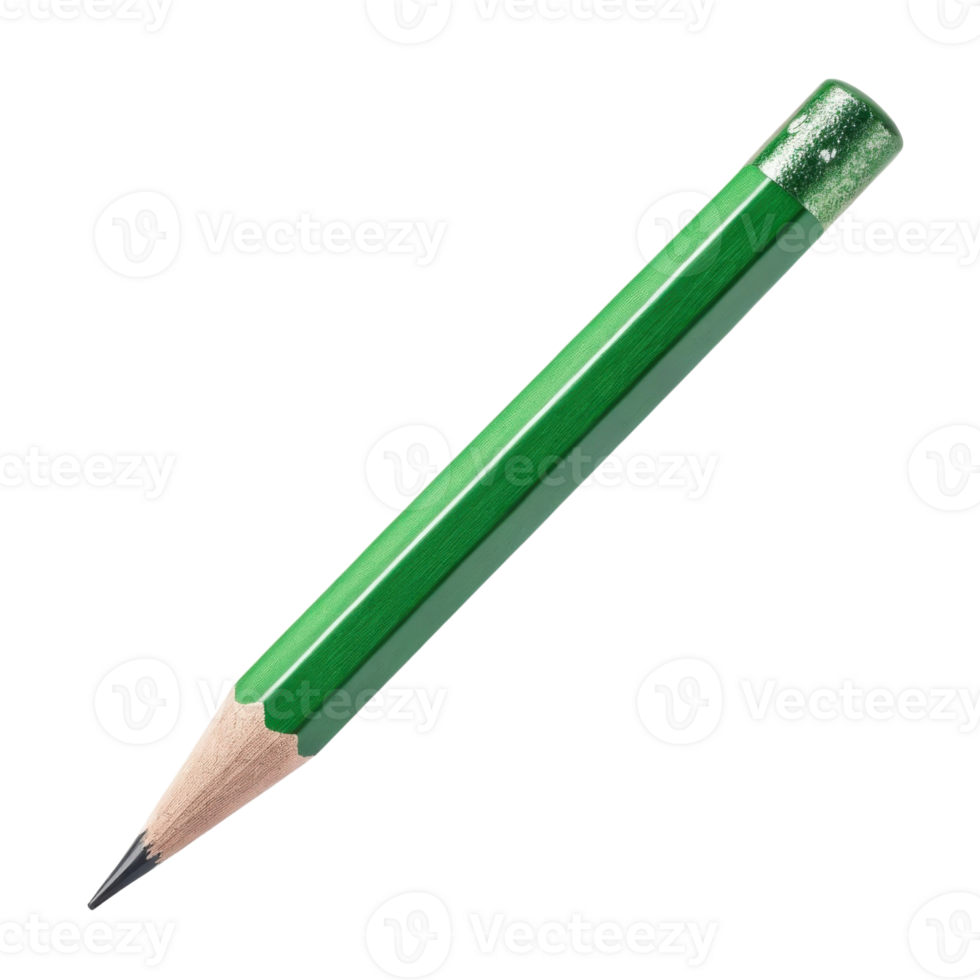 vibrant green pencil with sharpened tip, perfect for writing or drawing, showcasing its glossy finish and unique color png