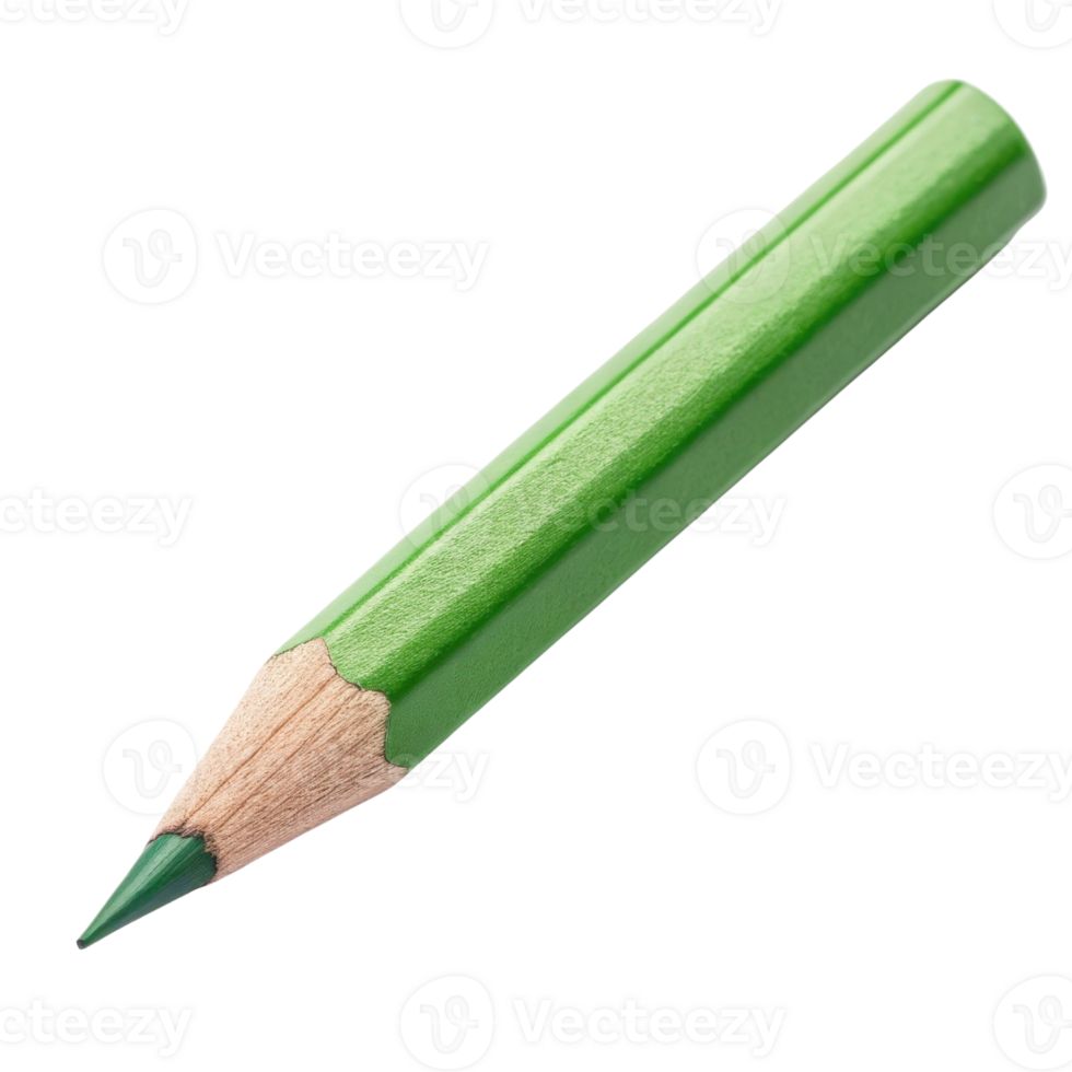 vibrant green colored pencil with sharpened tip, perfect for art and drawing projects. Its glossy finish adds touch of elegance png