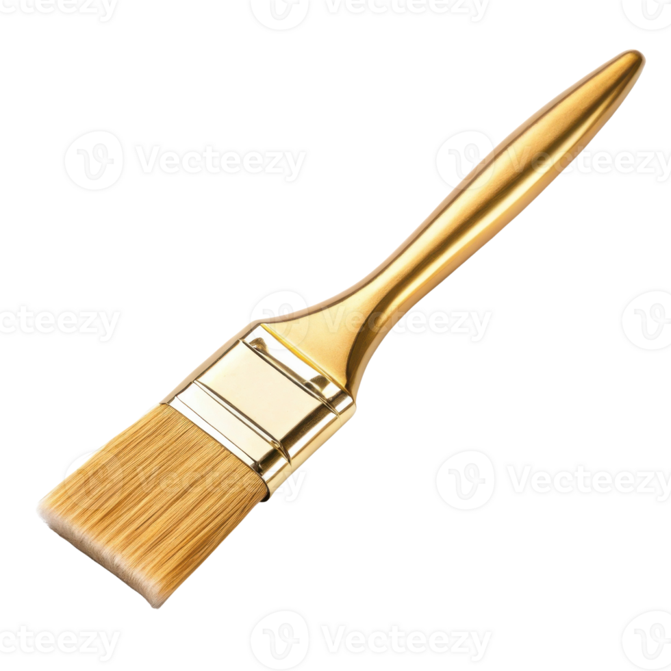 golden paintbrush with soft bristles, perfect for artistic projects and home decor. Its elegant design adds touch of luxury to any workspace png