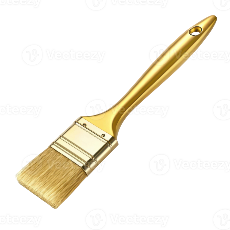 golden paintbrush with soft bristles, perfect for artistic projects and home improvement tasks, showcasing elegance and quality png