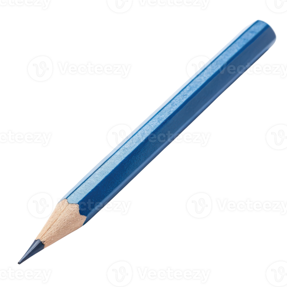 blue pencil with sharpened tip, ideal for drawing or writing, showcasing its sleek design and vibrant color png