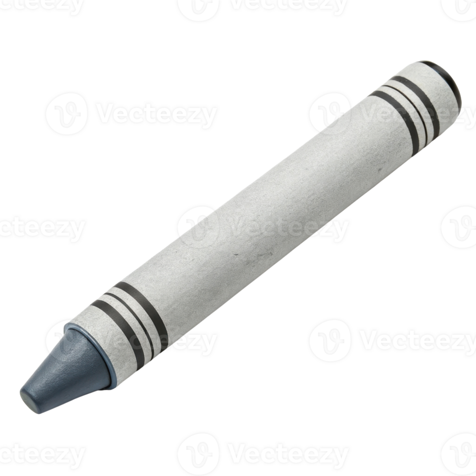 gray crayon with blue tip and black stripes, perfect for artistic creations and children drawings, evokes creativity and fun png