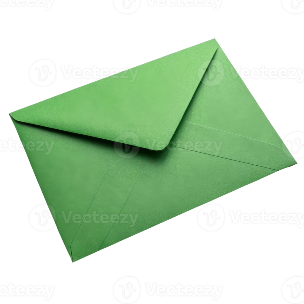 vibrant green envelope with smooth texture, perfect for sending letters or invitations, adds touch of color to correspondence png