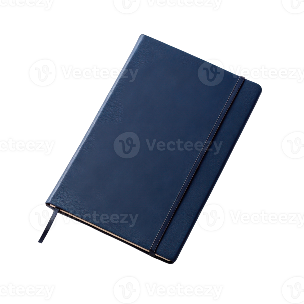 sleek navy blue notebook with smooth cover and ribbon bookmark, perfect for writing and organizing thoughts png