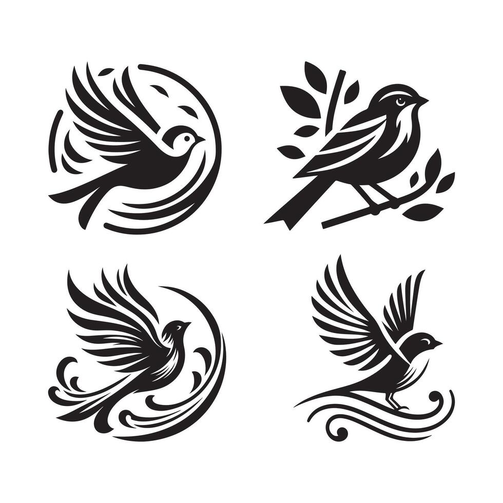 Bold Black Zephyr Finch Silhouette vector