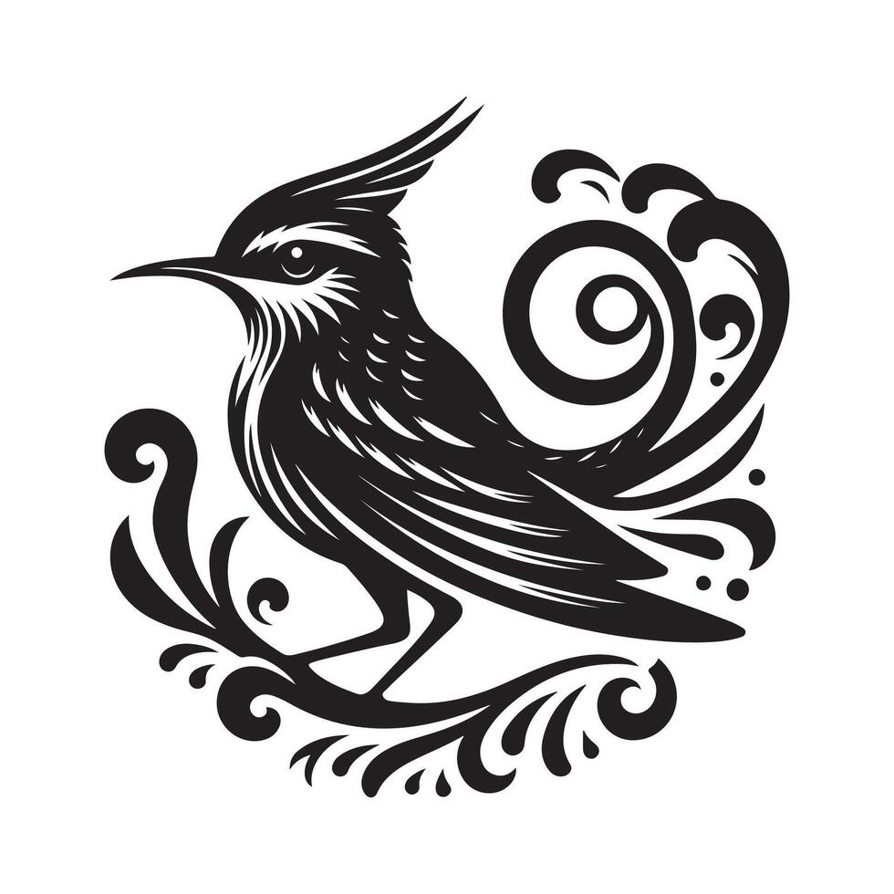 Minimalist Whippoorwill Bird Silhouette Design vector