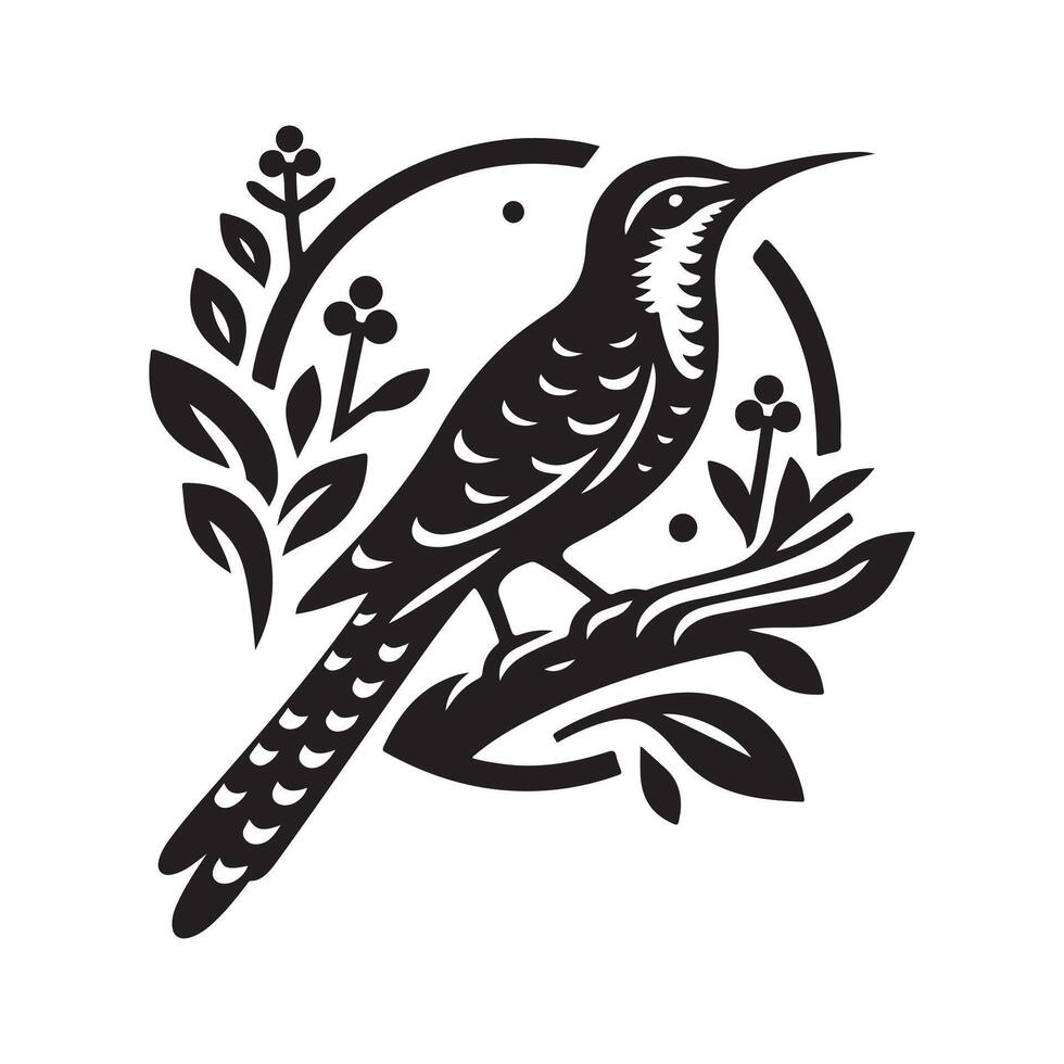 Whippoorwill Bird in Black Silhouette vector