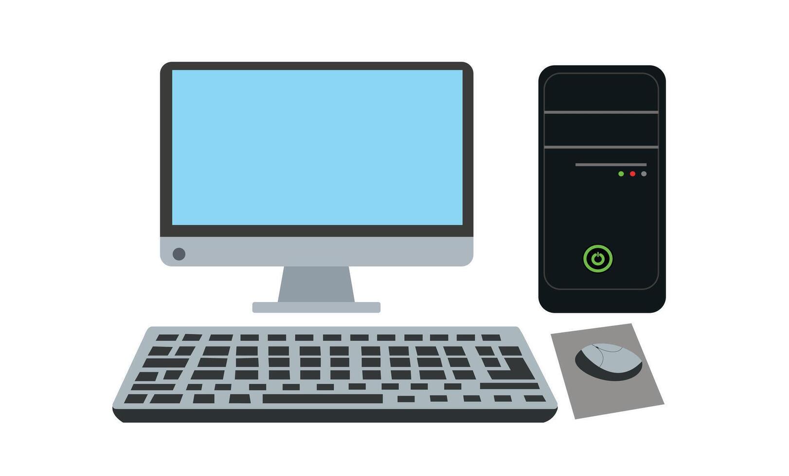 computer desktop monitor mouse keyboard vector