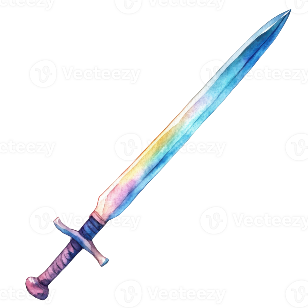 A colorful painted sword art on transparent background. png
