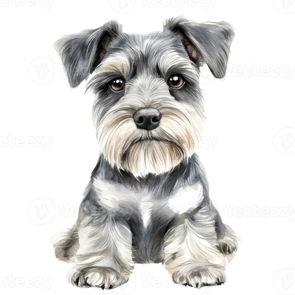 A schnauzer dog portrait on transparent background. png