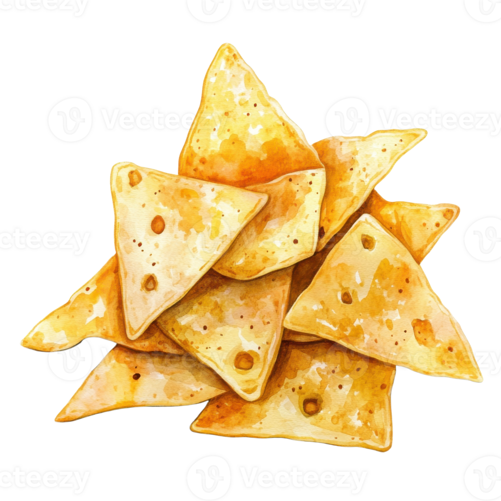 A pile of tortilla chips on transparent background. png