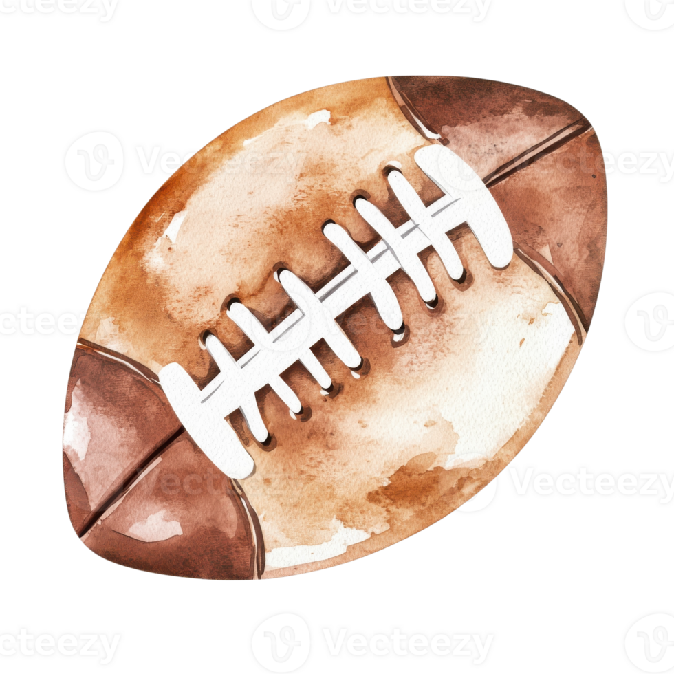 A watercolor football art on transparent background. png
