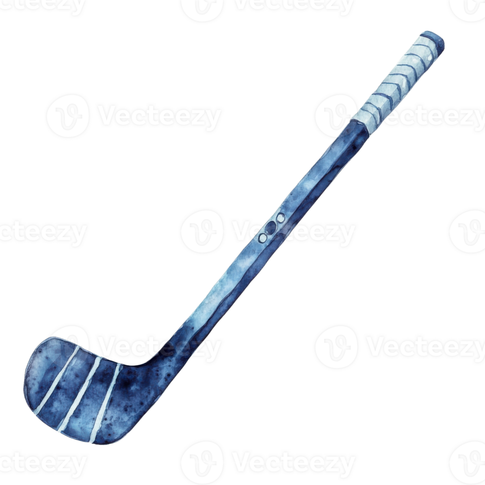 A blue hockey stick image on transparent background. png