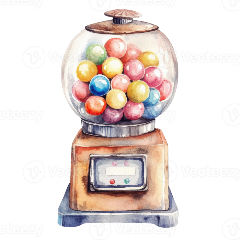 Gumball machine watercolor on transparent background. png