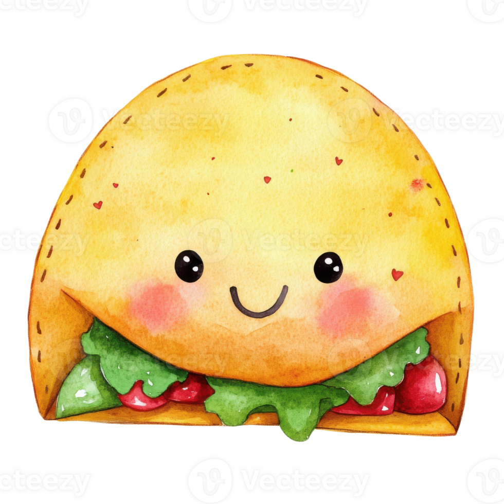A happy cartoon taco image on transparent background. png