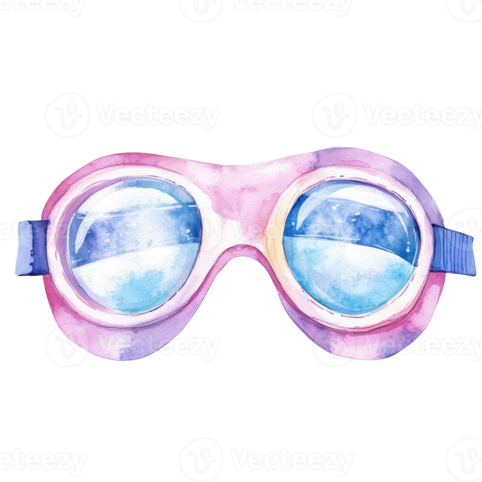 Pink watercolor goggles on transparent background. png
