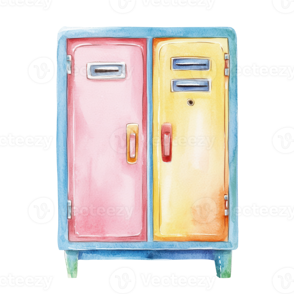 Watercolor painted locker on transparent background. png