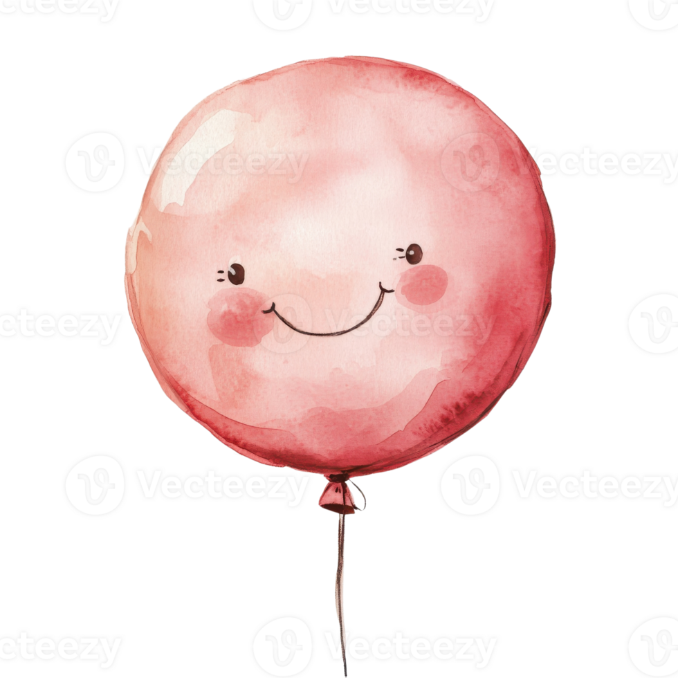 A pink balloon smiling on transparent background. png