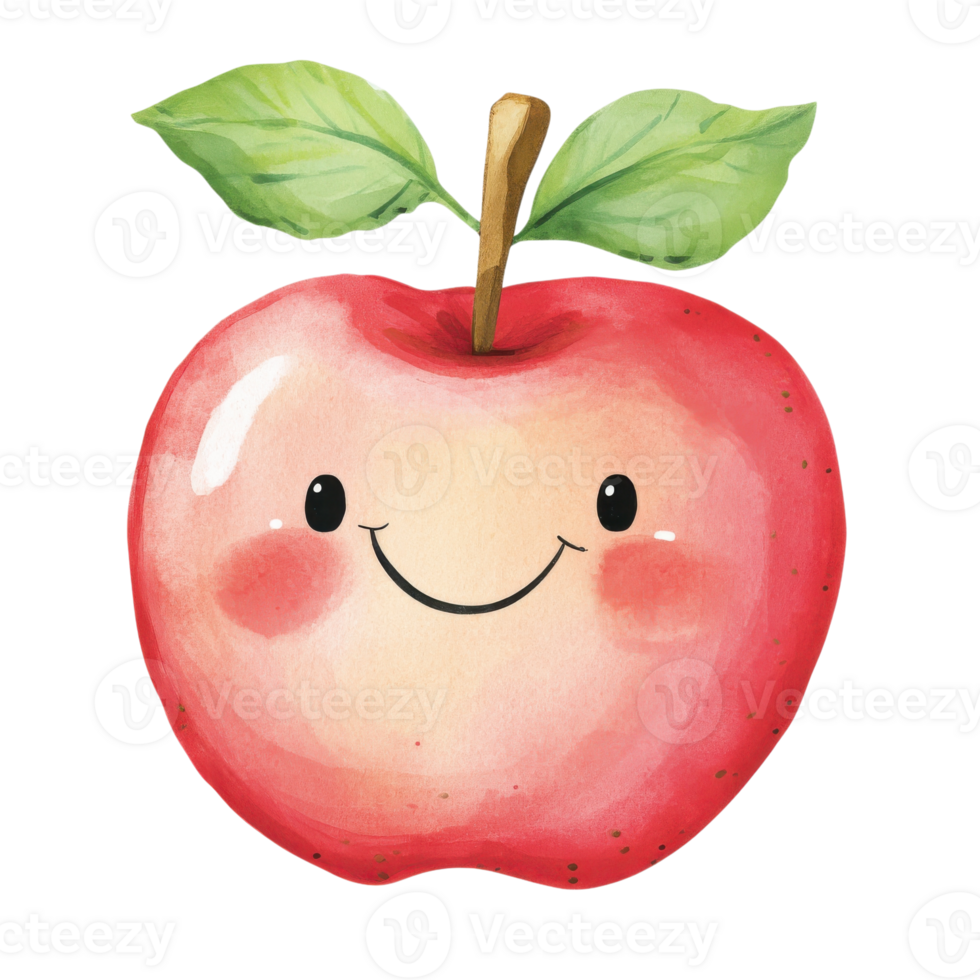 A smiling apple image on transparent background. png
