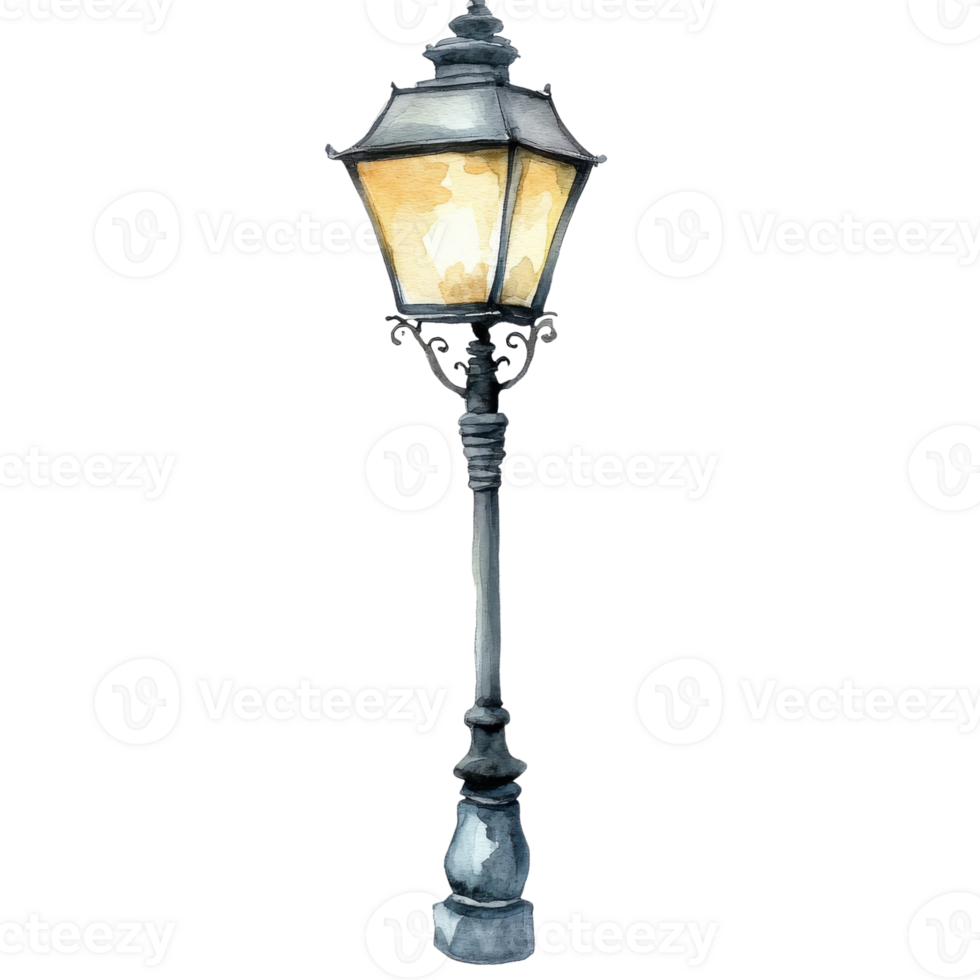 A vintage street lantern on transparent background. png