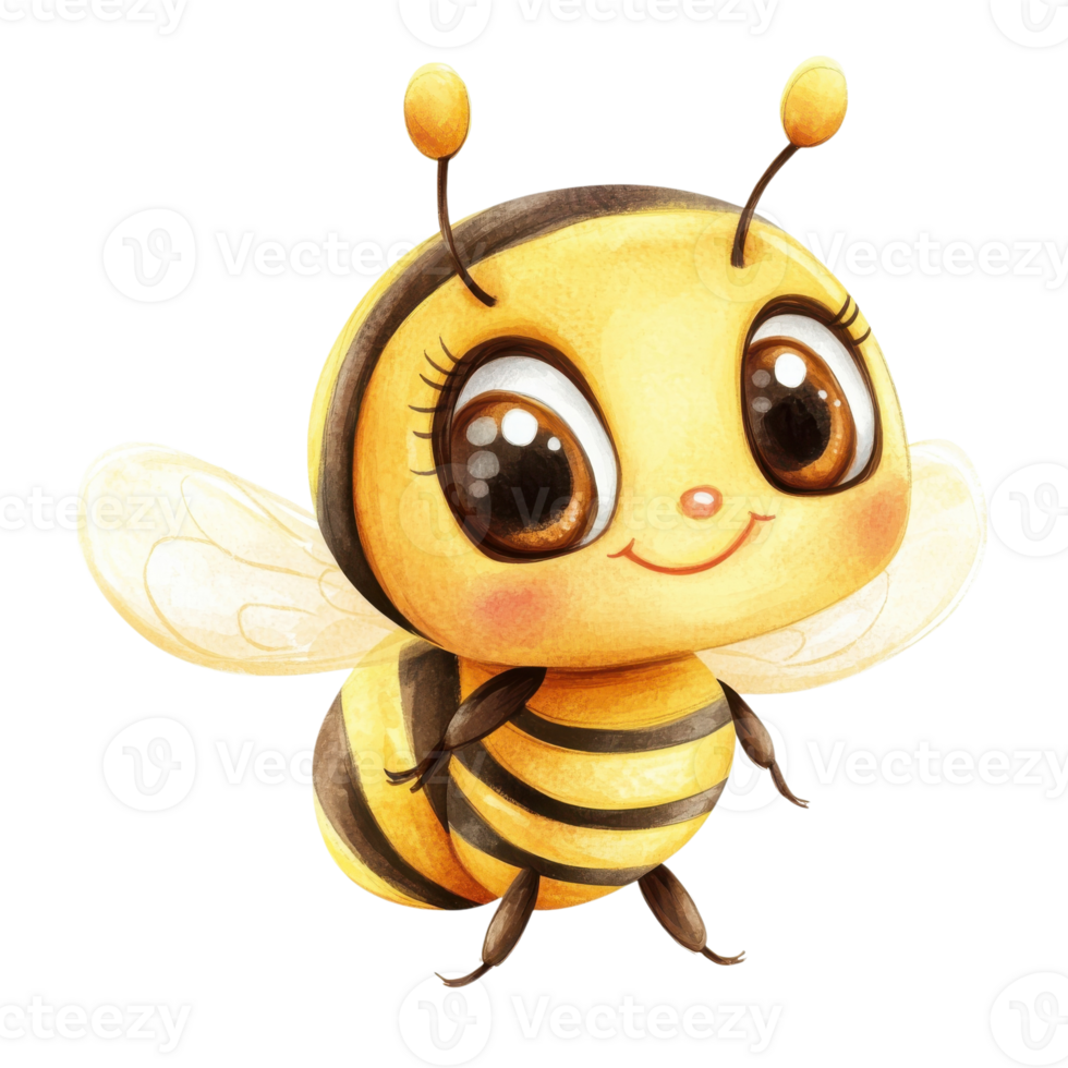 A cartoon style cute bee on transparent background. png