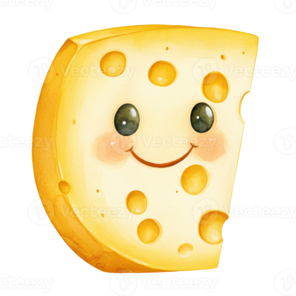 A smiling cheese wedge on transparent background. png
