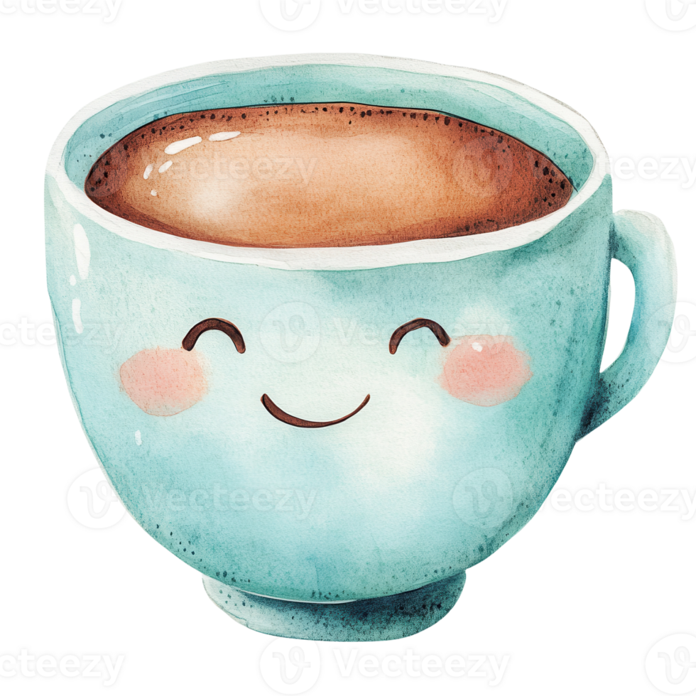 A smiling cup of coffee on transparent background. png