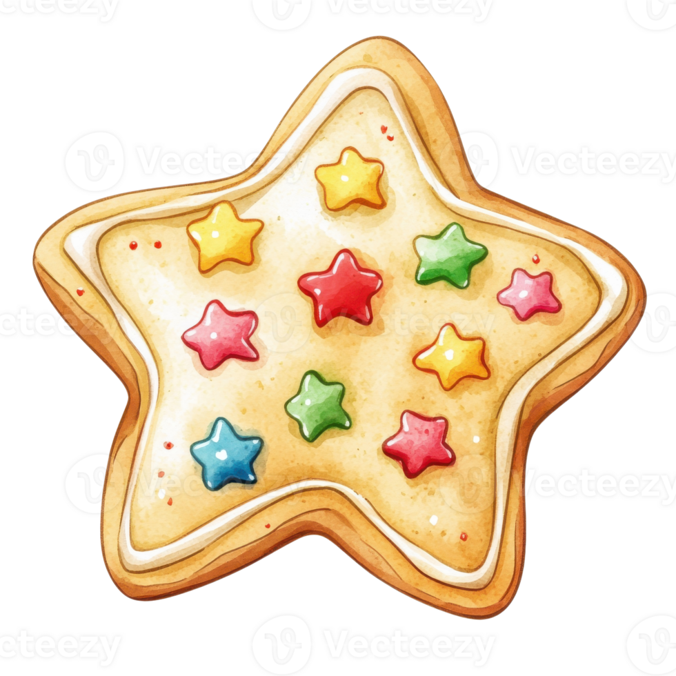 Star cookie with stars on transparent background. png
