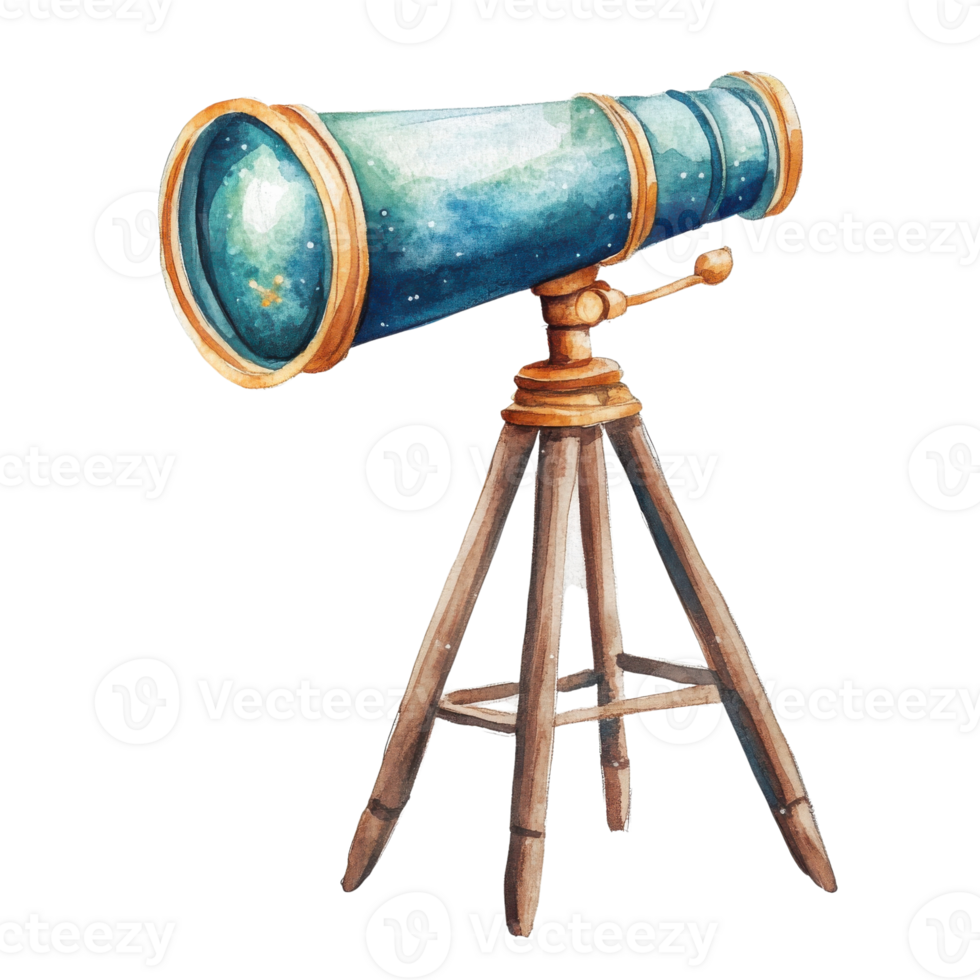 Telescope on a tripod on transparent background. png