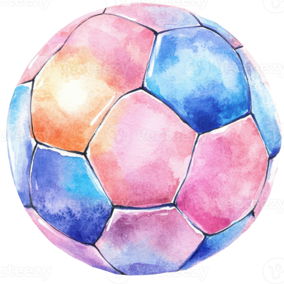 A watercolor soccer ball on transparent background. png