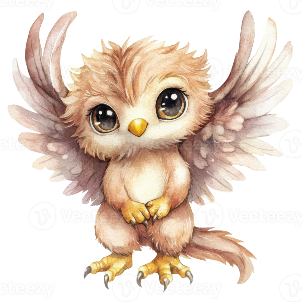 A cute cartoon owl art on transparent background. png