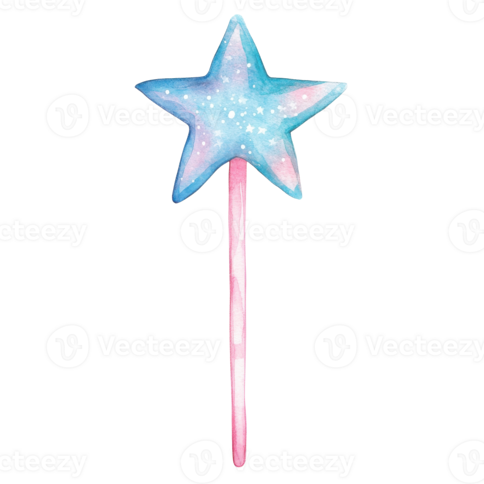 A star shaped wand art on transparent background. png