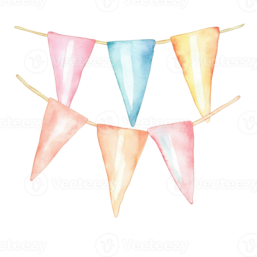 Watercolor party banner on transparent background. png