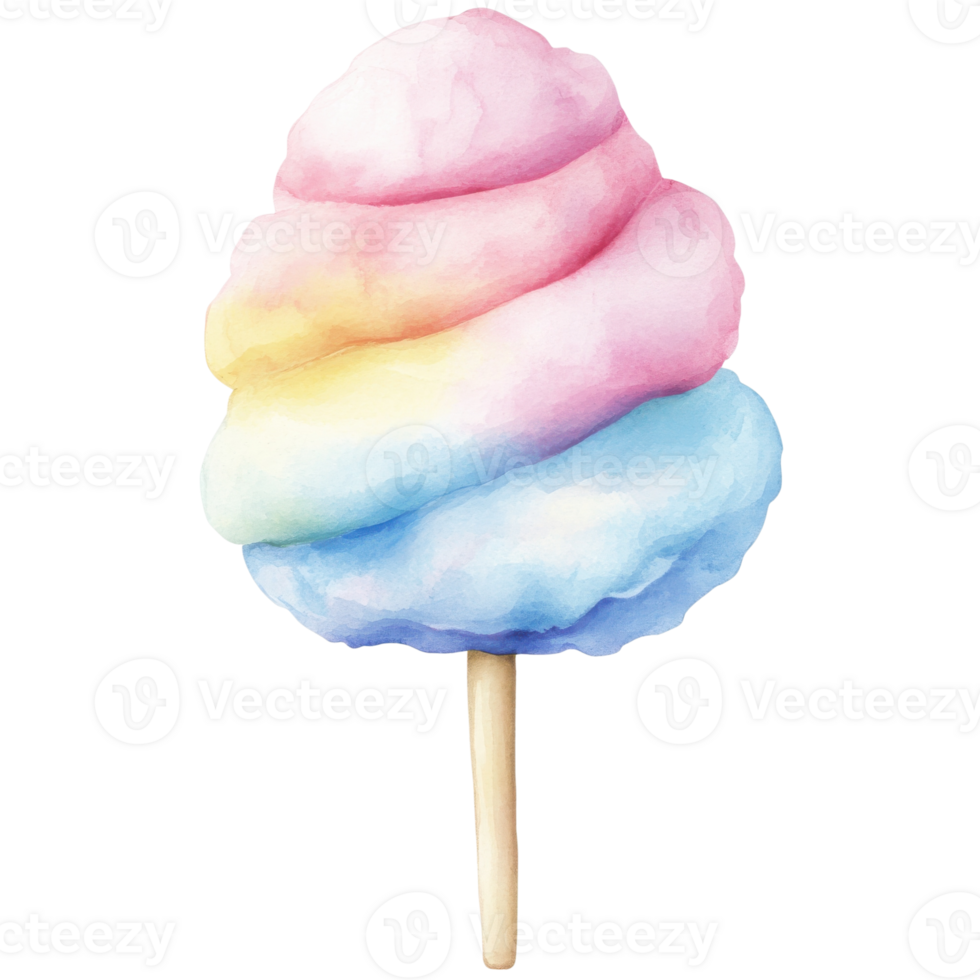A colorful cotton candy on transparent background. png
