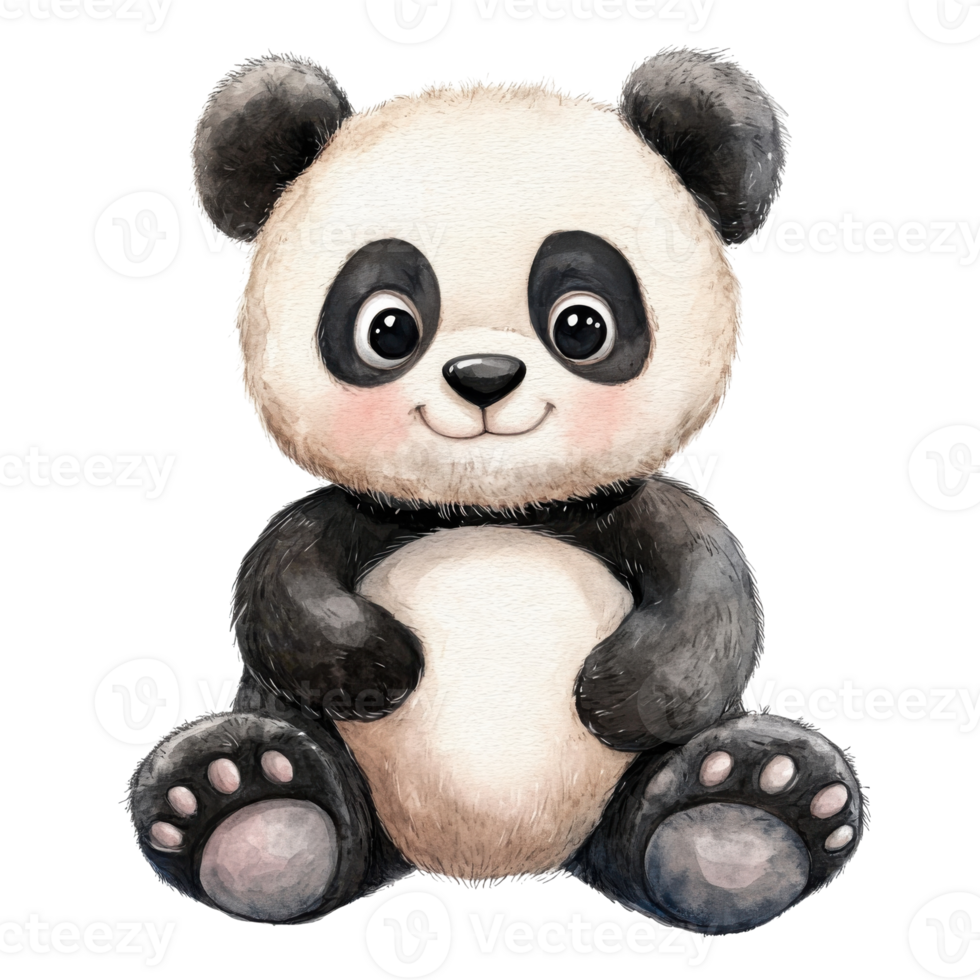 A watercolor panda bear on transparent background. png