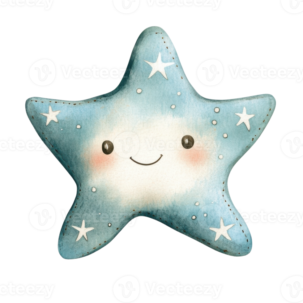 A smiling star drawing on transparent background. png