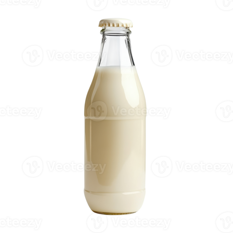 Milk in a glass bottle on transparent background png