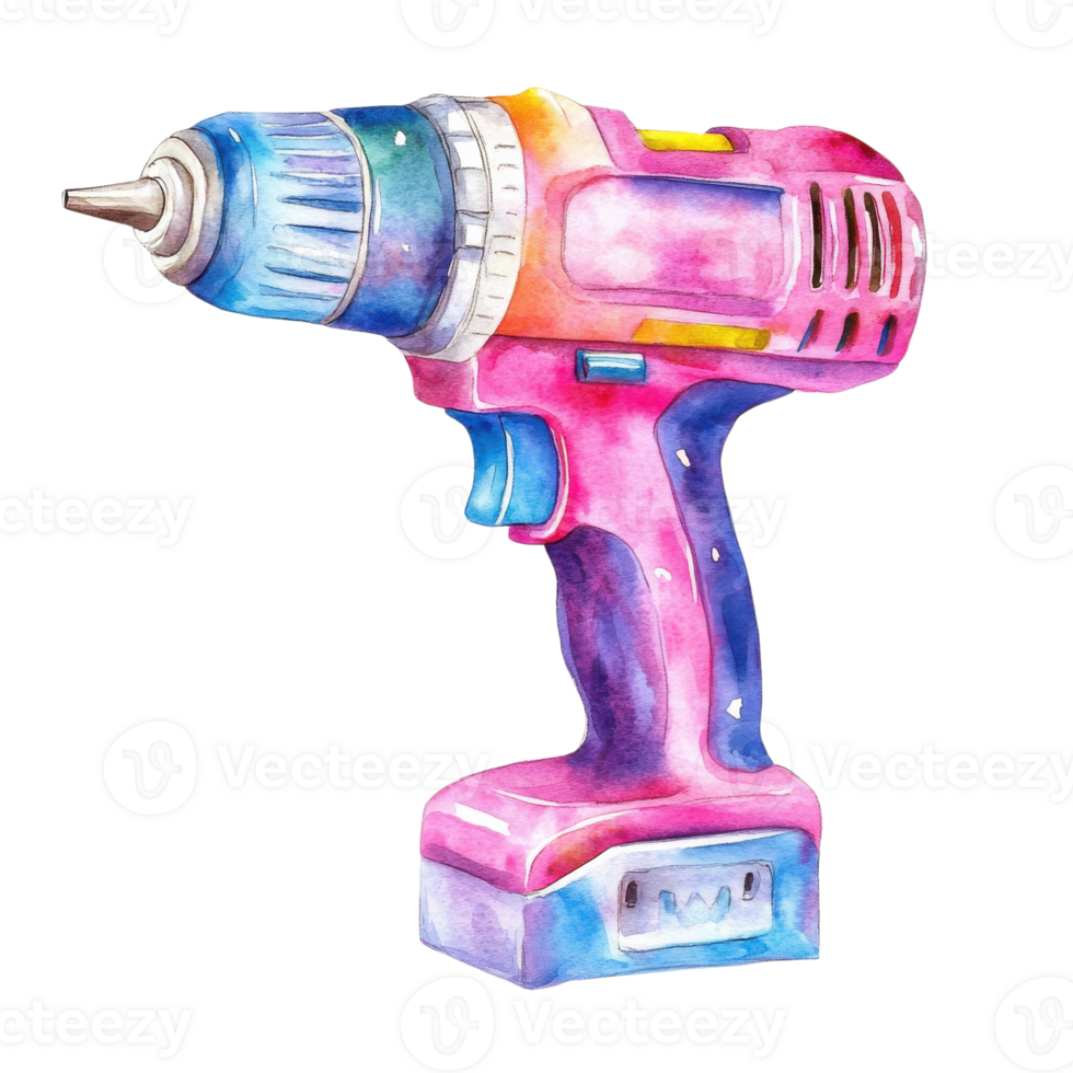Watercolor drill design on transparent background. png